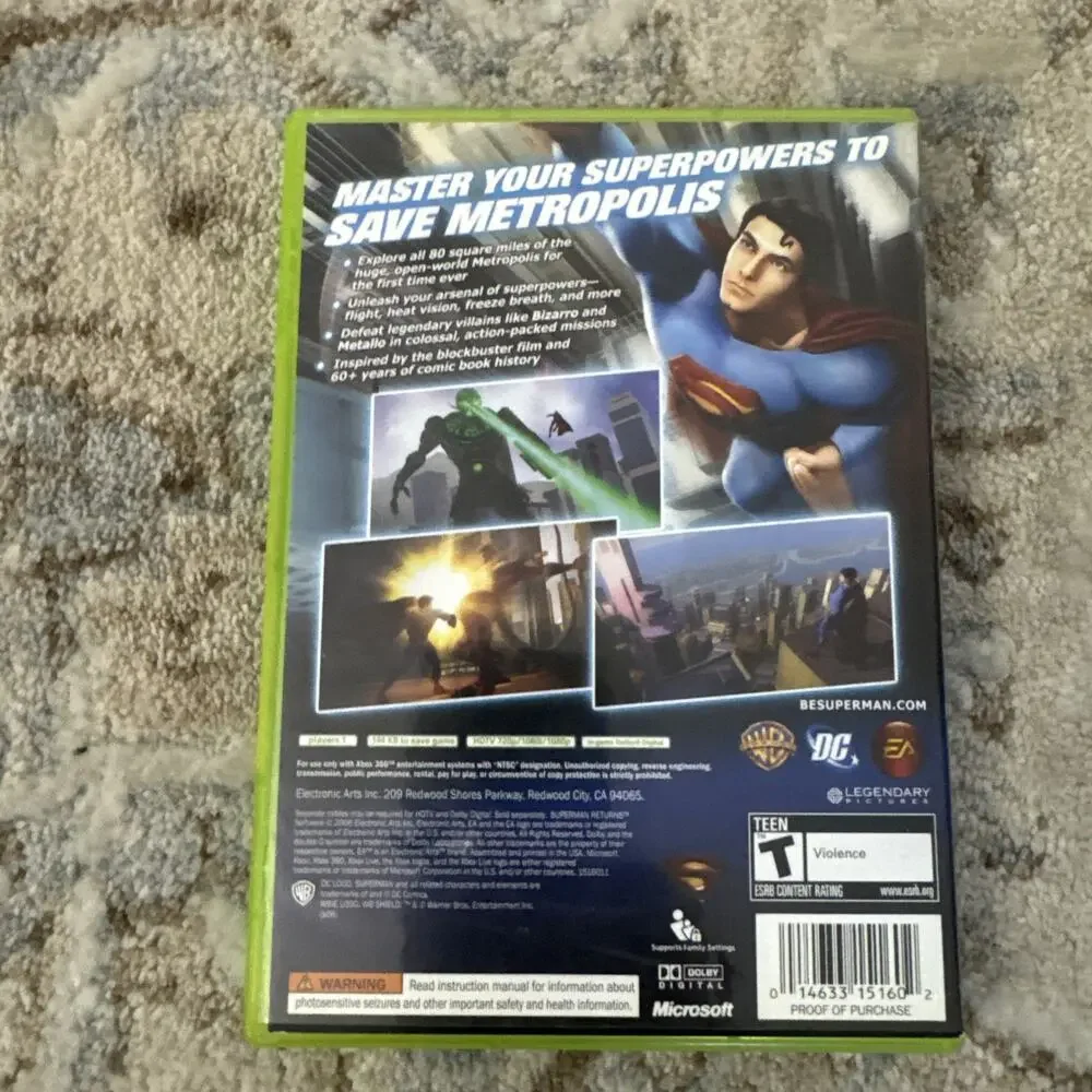Superman Returns (Microsoft Xbox 360, 2006) CIB Tested